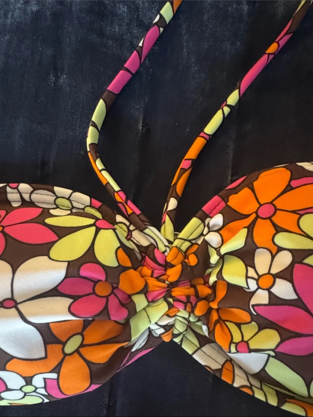 Floral Bandeau Bikini Set in Pink, Orange & Lime
